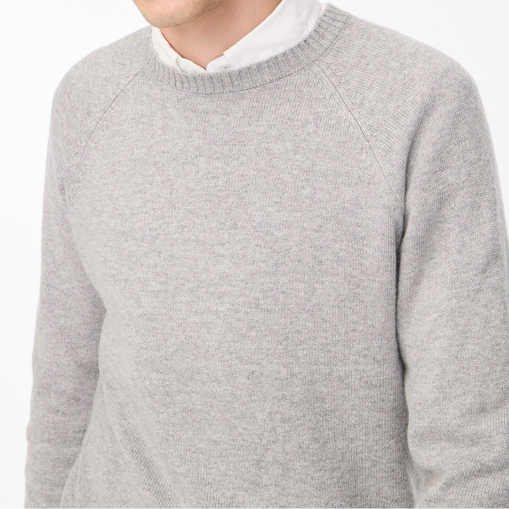 J. Crew Lambs Wool Blend Mens Knit Sweater Long Sleeves Crewneck  Pullover Gray - Picture 2 of 7